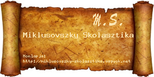 Miklusovszky Skolasztika névjegykártya